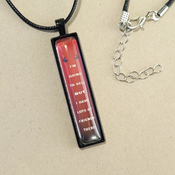 GOING TO HELL Tiny Message Vertical Pendant Necklace - Picture 5 of 10